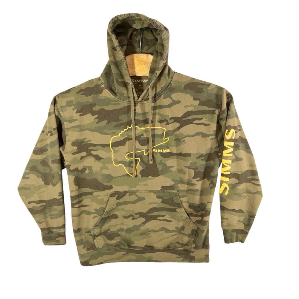 SIMMS Fishing Camouflage Hoodie Mens Medium‎ Cotton Blend Outdoors